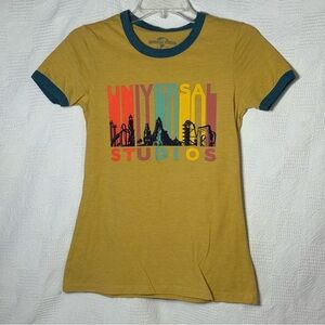 Universal Sudios Hollywood Small Yellow Graphic Ringer T-Shirt Women’s